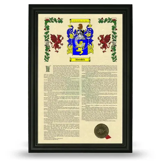 Meredith Armorial History Framed - Black