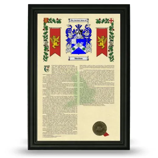 Meriton Armorial History Framed - Black