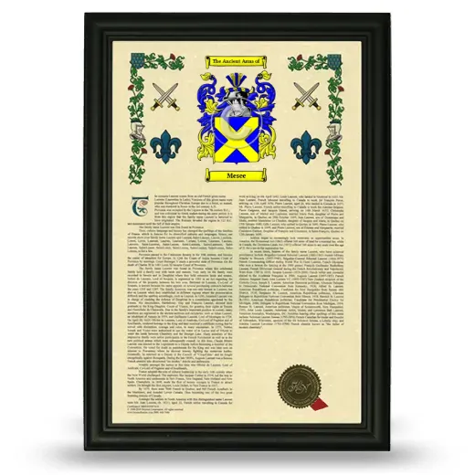 Mesee Armorial History Framed - Black