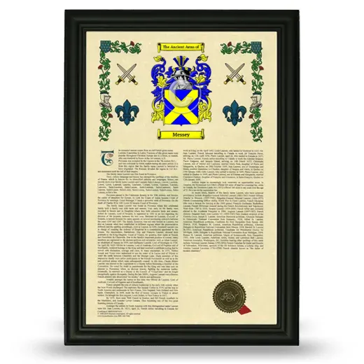 Messey Armorial History Framed - Black