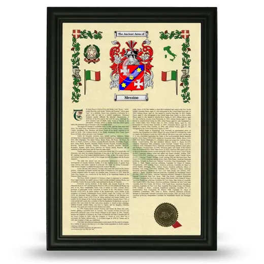 Messino Armorial History Framed - Black