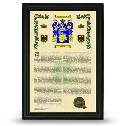 Metze Armorial History Framed - Black
