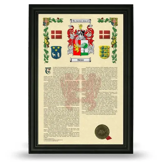 Meyer Armorial History Framed - Black