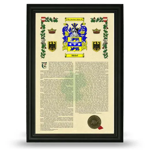 Michel Armorial History Framed - Black