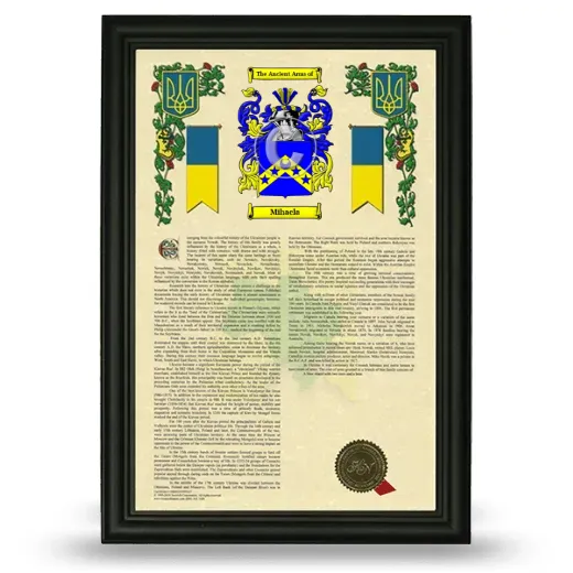 Mihaela Armorial History Framed - Black