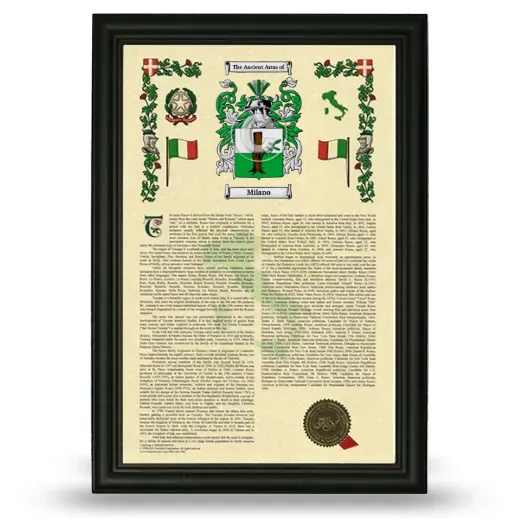 Milano Armorial History Framed - Black
