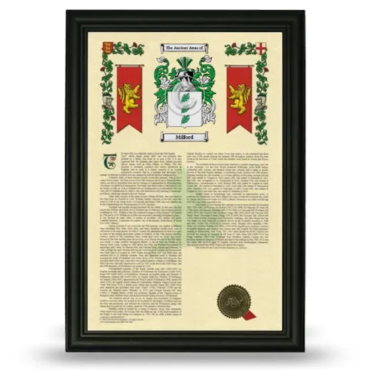 Milford Armorial History Framed - Black