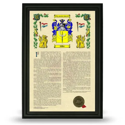 Miller Armorial History Framed - Black