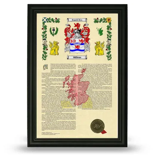 Millican Armorial History Framed - Black