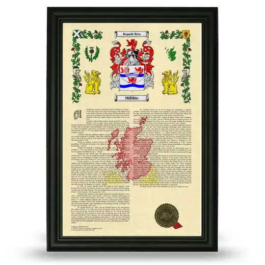 Millikin Armorial History Framed - Black