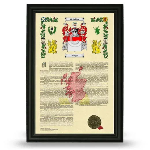 Minga Armorial History Framed - Black