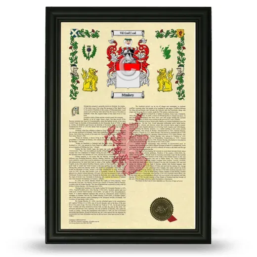 Minkey Armorial History Framed - Black