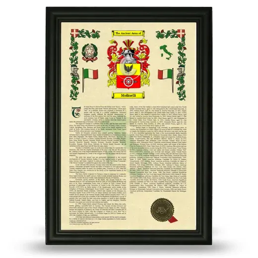 Molinelli Armorial History Framed - Black