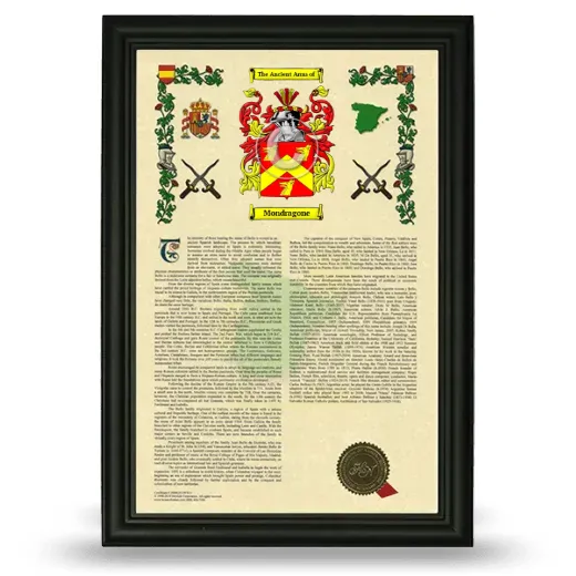 Mondragone Armorial History Framed - Black