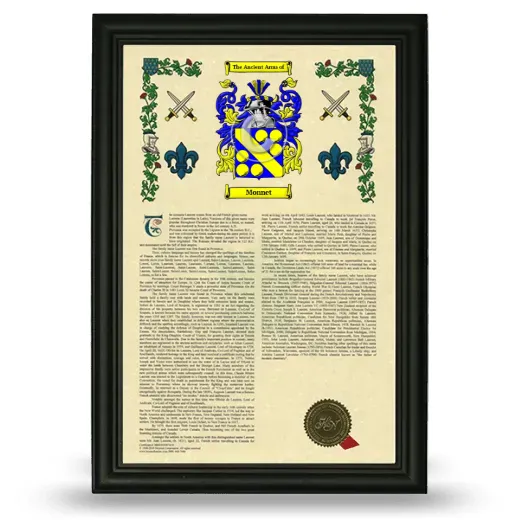 Monnet Armorial History Framed - Black