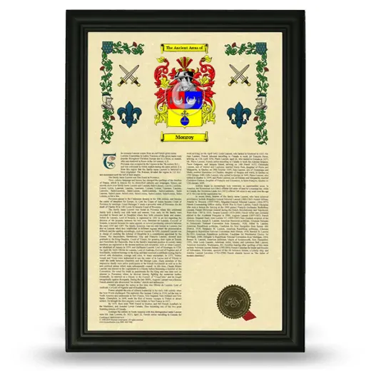 Monroy Armorial History Framed - Black