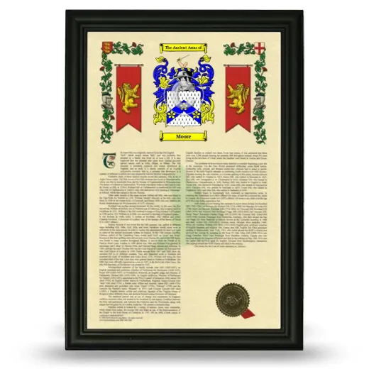 Moore Armorial History Framed - Black