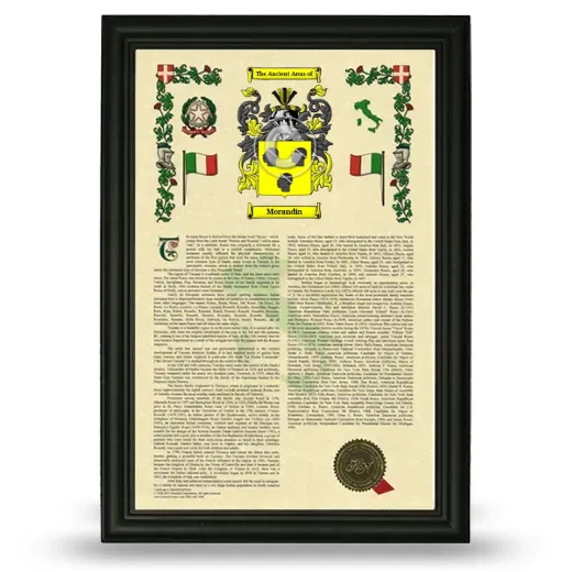 Morandin Armorial History Framed - Black