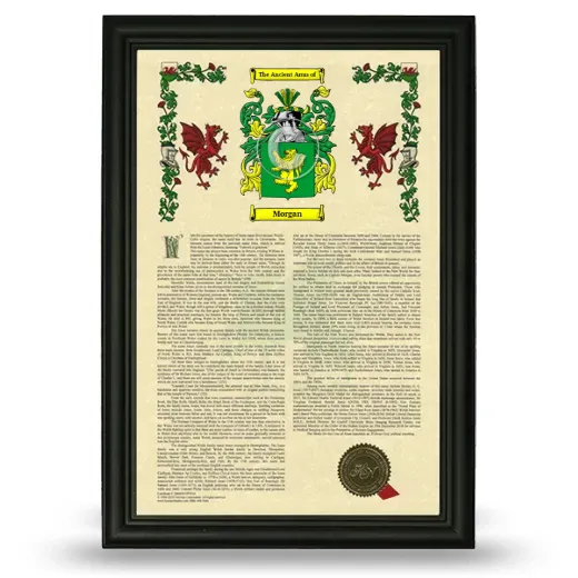 Morgan Armorial History Framed - Black