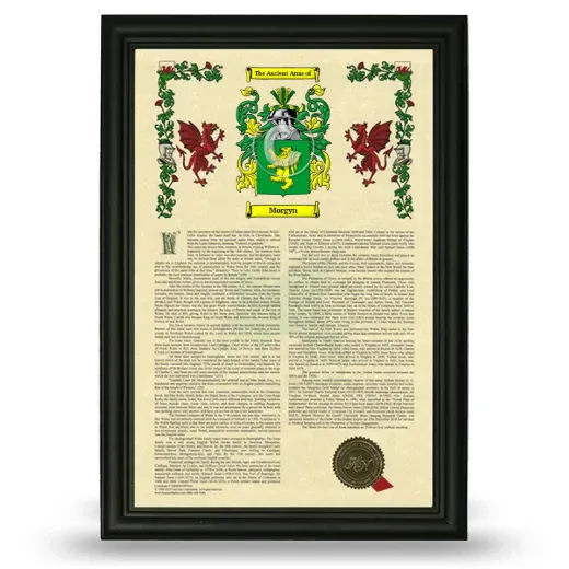 Morgyn Armorial History Framed - Black