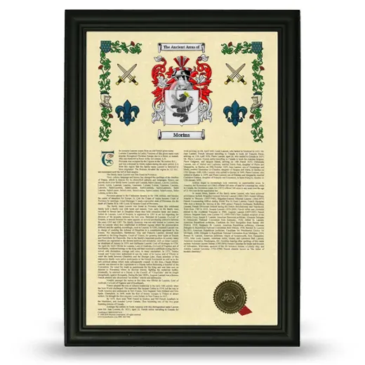 Morins Armorial History Framed - Black