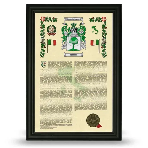 Morona Armorial History Framed - Black
