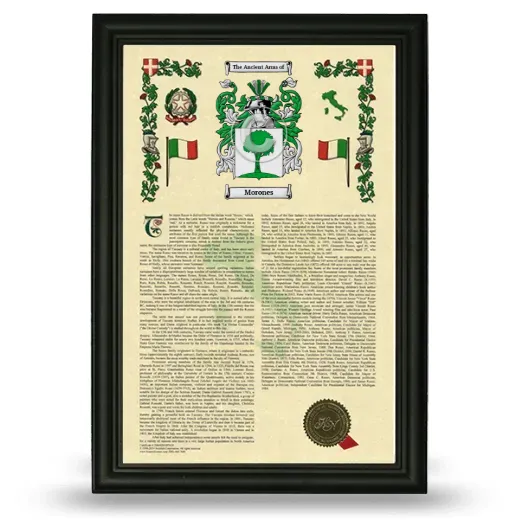 Morones Armorial History Framed - Black