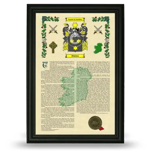Morran Armorial History Framed - Black