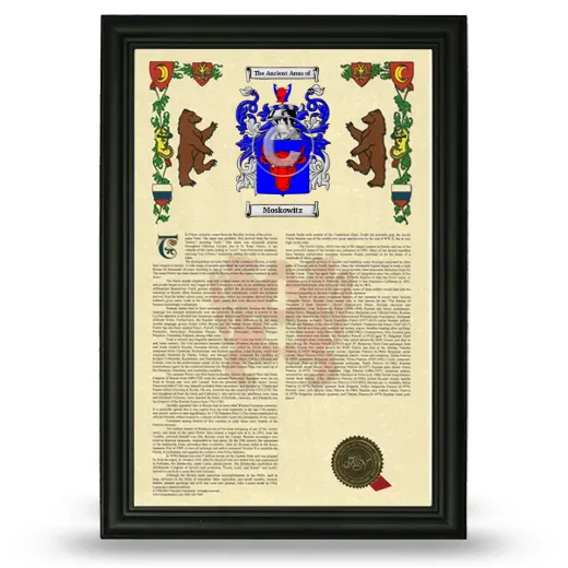 Moskowitz Armorial History Framed - Black