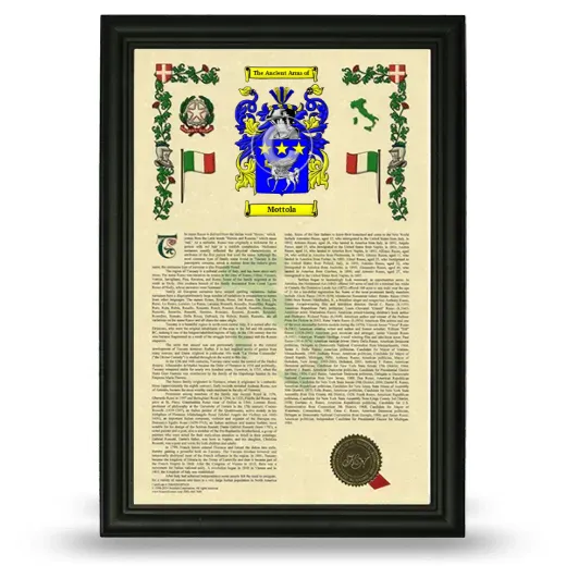 Mottola Armorial History Framed - Black