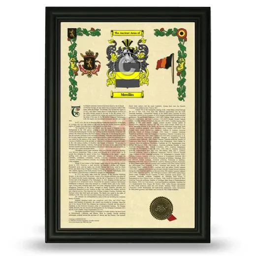 Moullin Armorial History Framed - Black