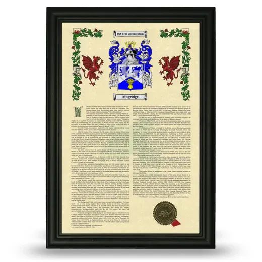 Mugridge Armorial History Framed - Black