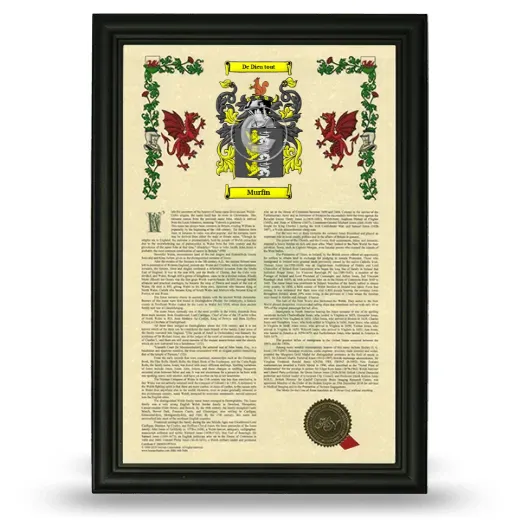 Murfin Armorial History Framed - Black