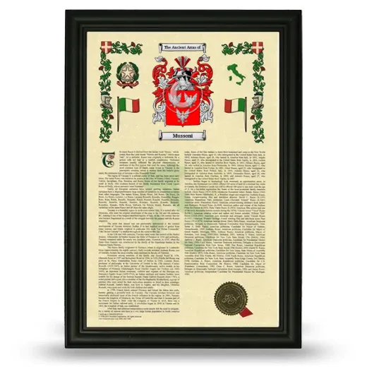 Mussoni Armorial History Framed - Black