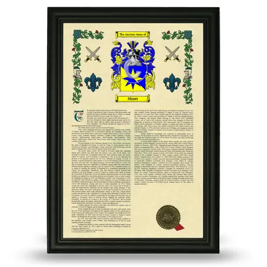 Myatt Armorial History Framed - Black
