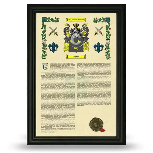 Myno Armorial History Framed - Black