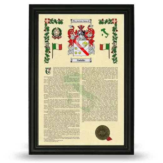 Nadalin Armorial History Framed - Black