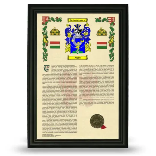 Nagys Armorial History Framed - Black