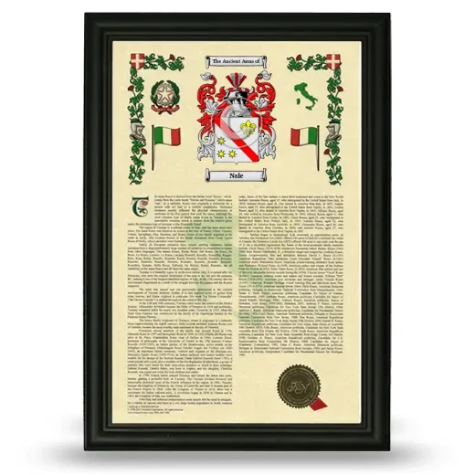 Nale Armorial History Framed - Black