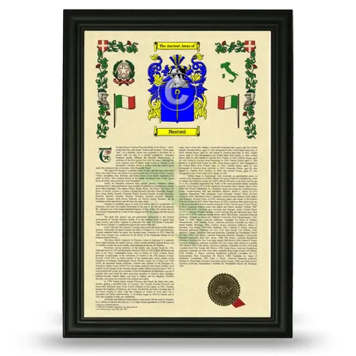 Nastasi Armorial History Framed - Black