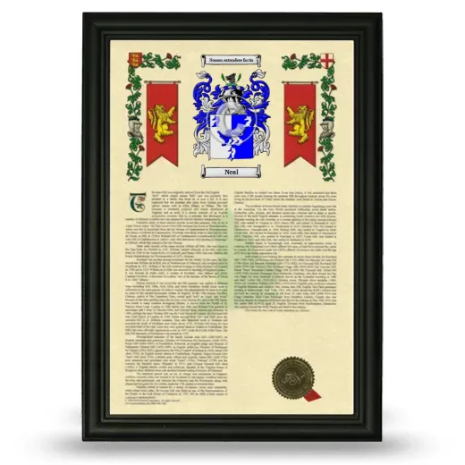 Neal Armorial History Framed - Black