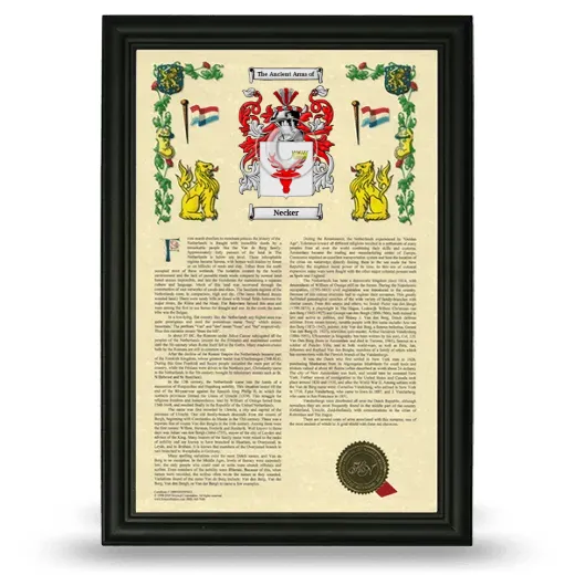 Necker Armorial History Framed - Black
