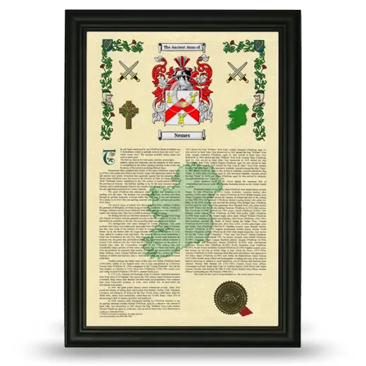 Nemes Armorial History Framed - Black