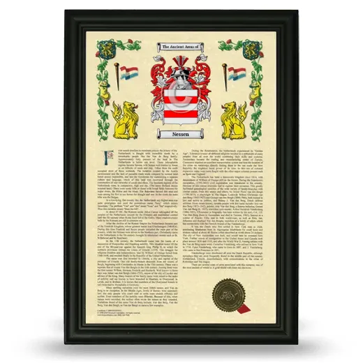 Nessen Armorial History Framed - Black