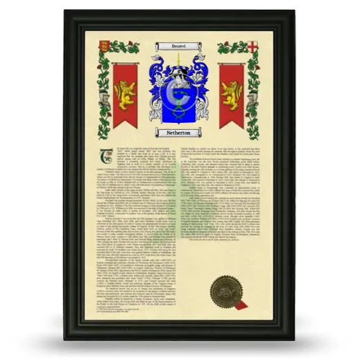 Netherton Armorial History Framed - Black