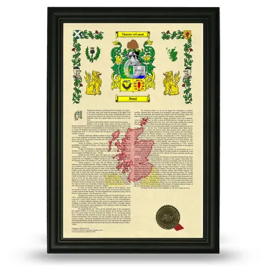 Neul Armorial History Framed - Black