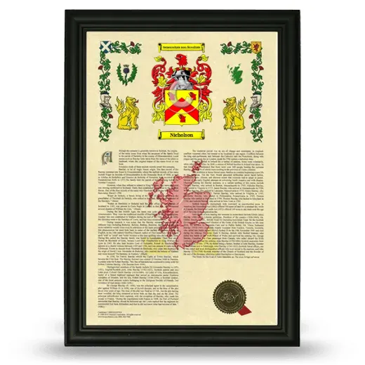 Nicholson Armorial History Framed - Black