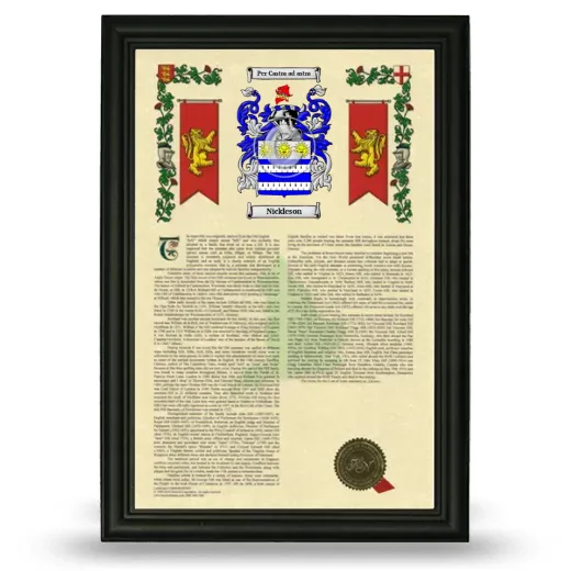 Nickleson Armorial History Framed - Black