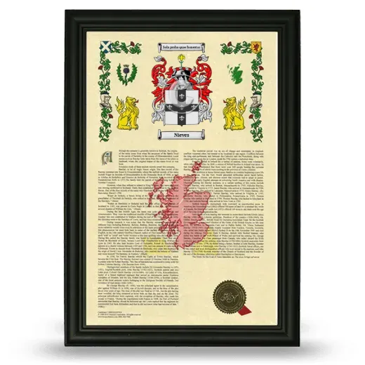 Nieves Armorial History Framed - Black