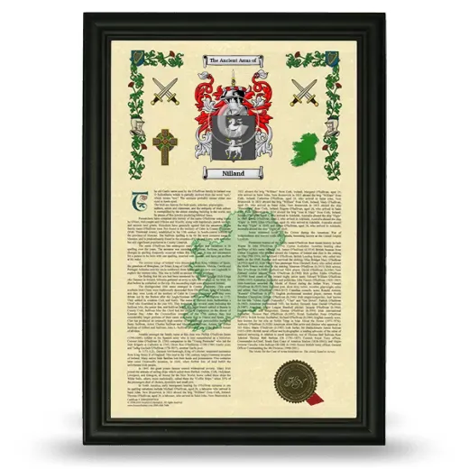 Nilland Armorial History Framed - Black
